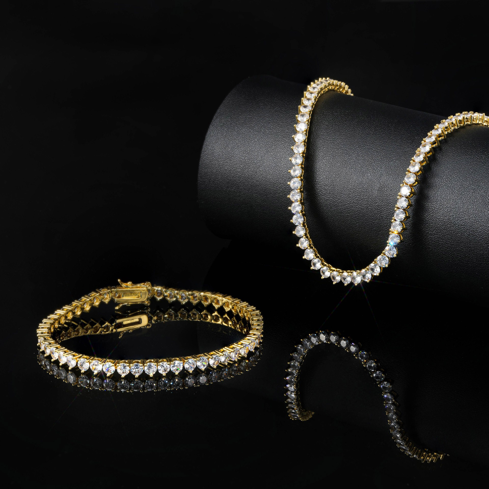 3mm / 4mm Three-Prong Tennis Chain & Bracelet