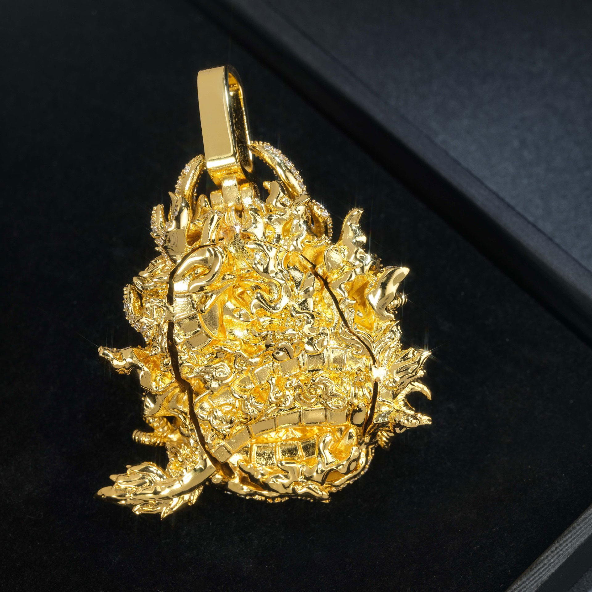 Eastern Dragon Pendant with Coiled Body and Colored Details