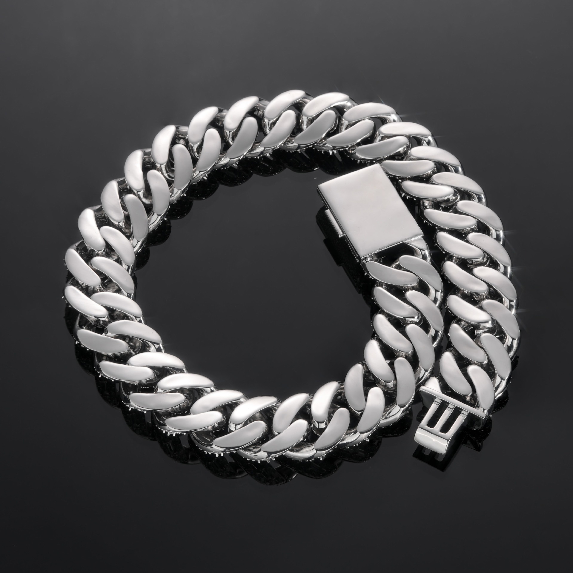 25mm Baguette Cuban Link Chain & Bracelet