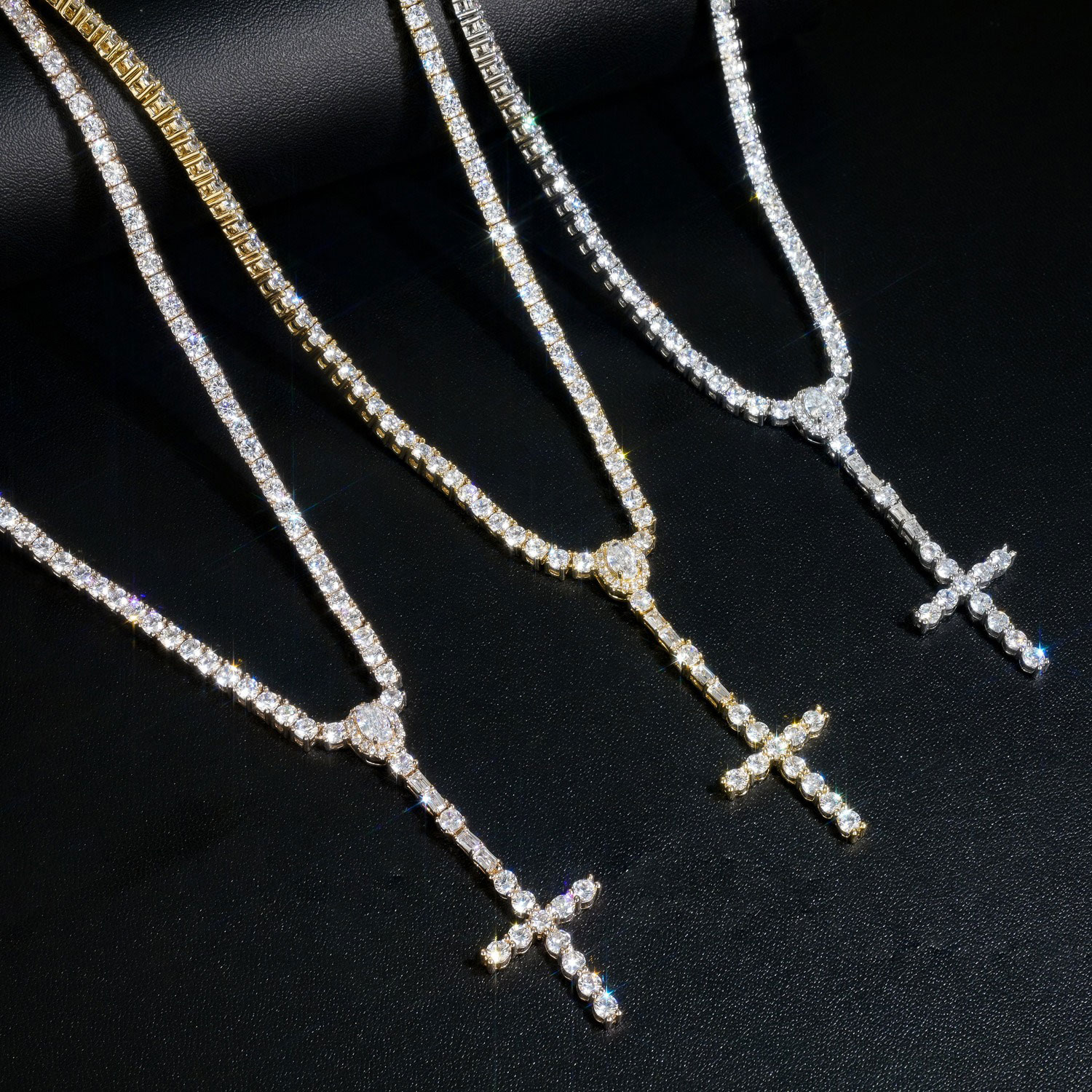 3mm & 5mm Cross Drop Tennis Chain