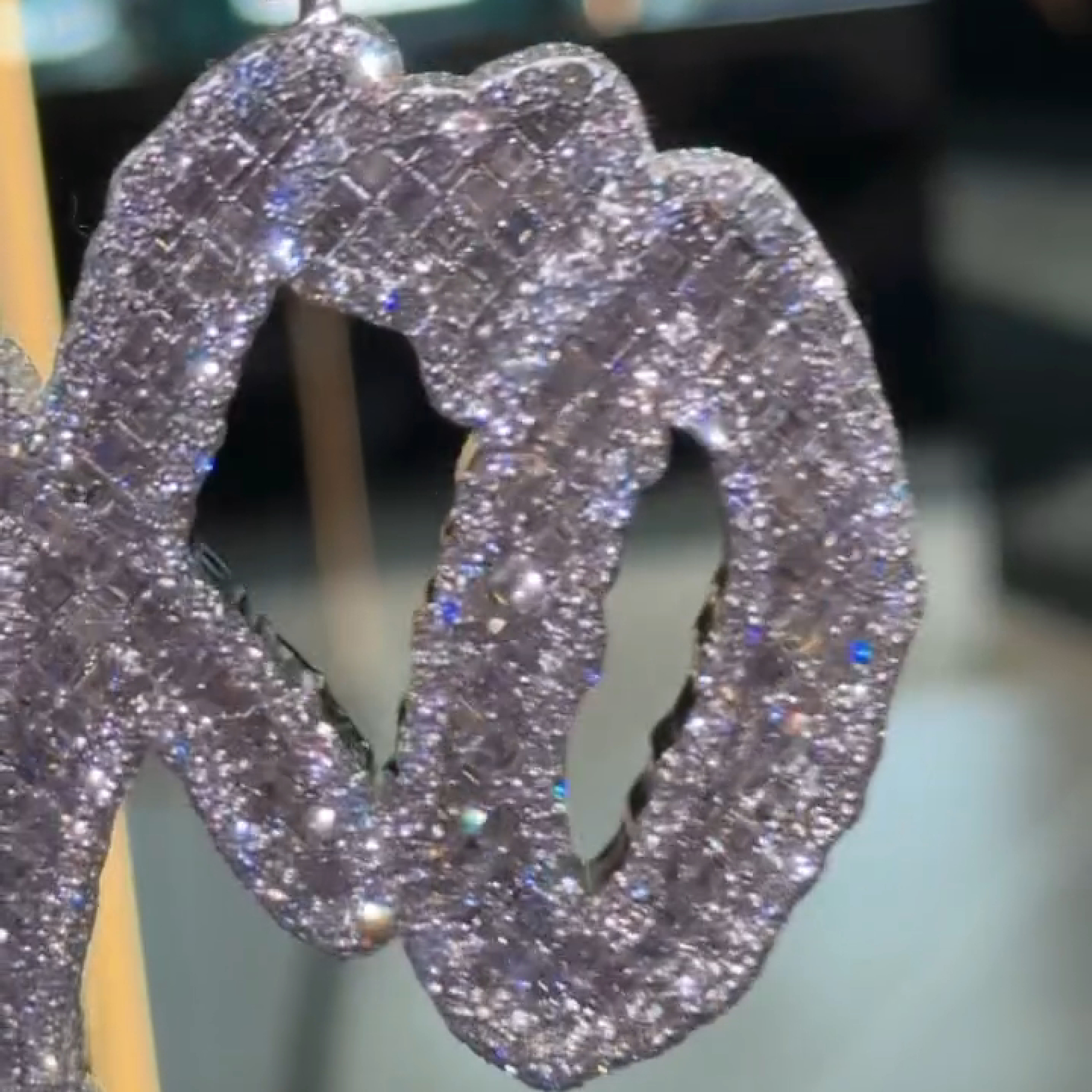Iced Letter ''XO'' Baguette Cut Diamond Pendant