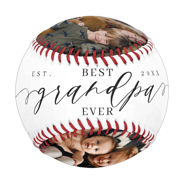 Best Grandpa Ever Script Fathers Day Photo Collage Baseball And Softball