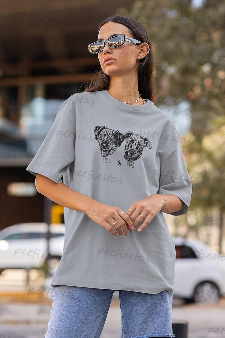 Custom Pet Photo + Name Priting T-shirt Custom Dog Cat Graphic Tee Sweatshirt Hoodie