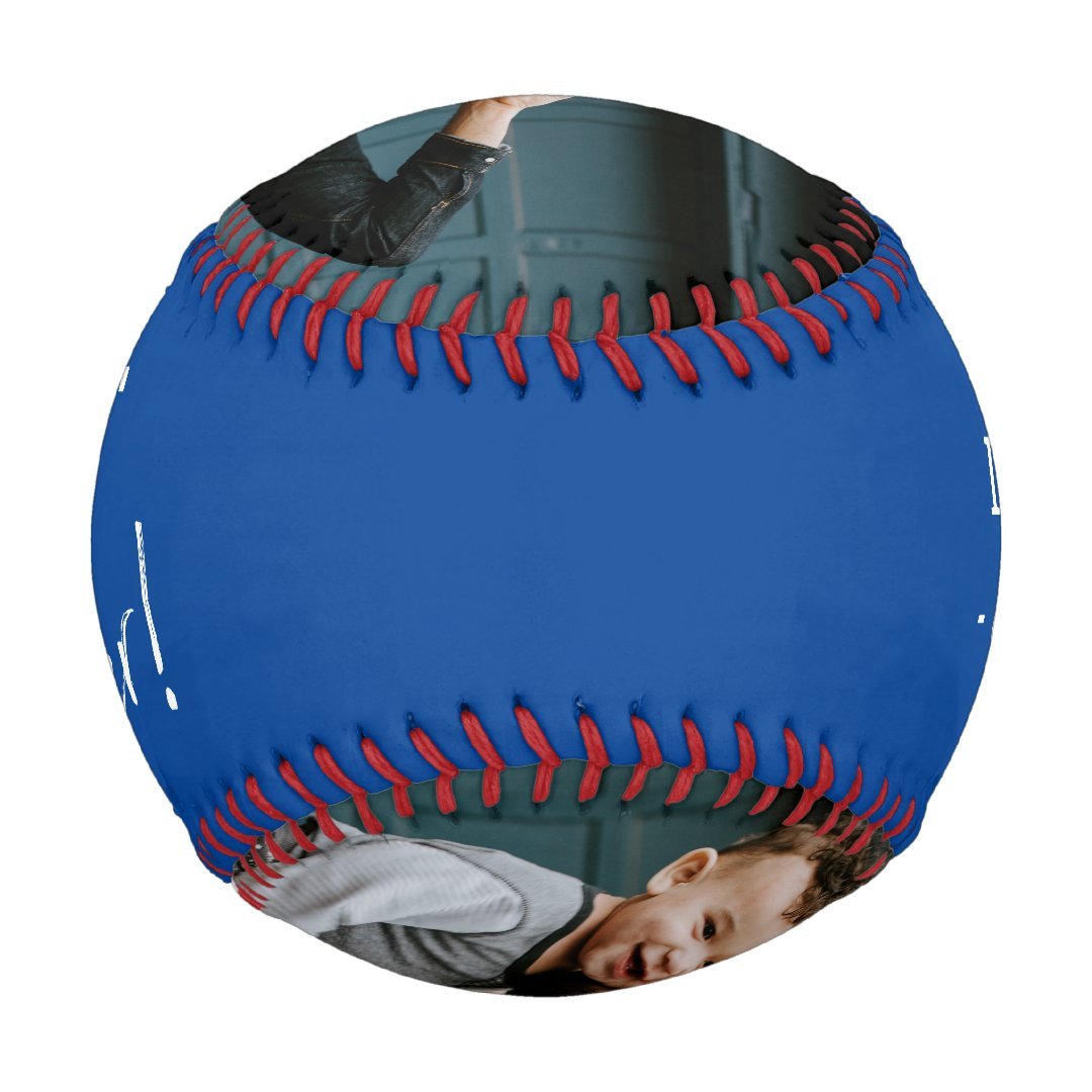 Best Dad EVER Typography Custom photos blue Baseball