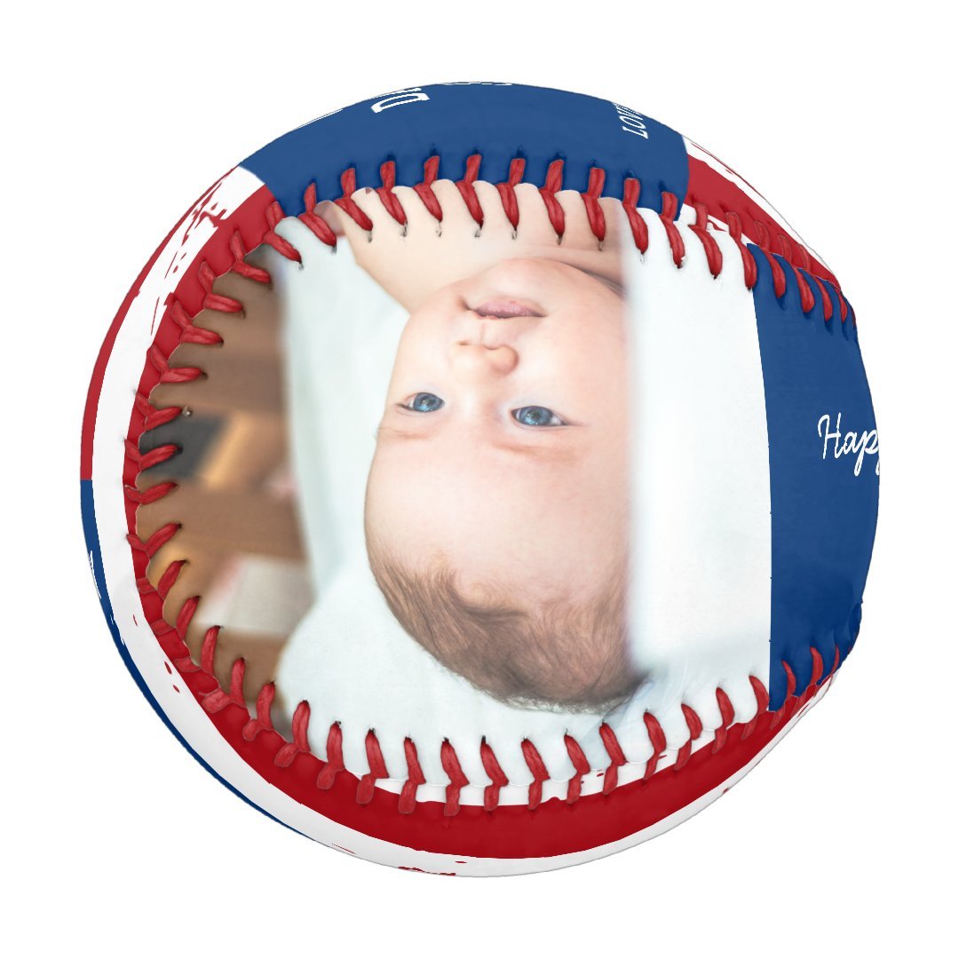 Patriotic DADDY Happy Father's Day Custom 2 Photo Baseball