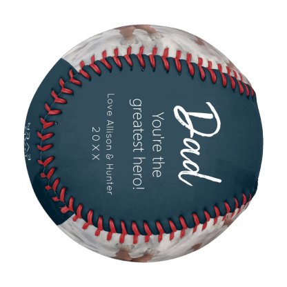 Modern Dad Kids Photo Navy Blue Personalized Baseball