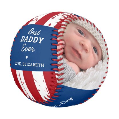 Patriotic DADDY Happy Father's Day Custom 2 Photo Baseball
