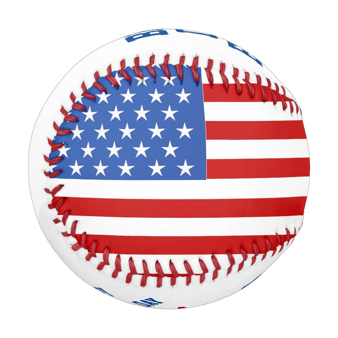 Best Dad Ever Personalized Red Blue White US Flag Baseball