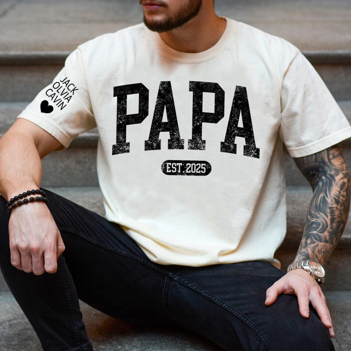 Personalized Papa Shirt With Est Year, Custom Dad Shirt, Gift for Papa, Papa with Est Date