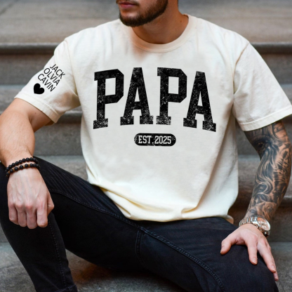 Personalized Papa Shirt With Est Year, Custom Dad Shirt, Gift for Papa, Papa with Est Date