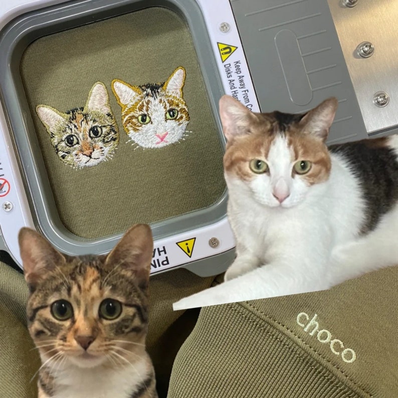 Custom Pet Portrait Shirt, Personalized Embroidered Pet and Name Hoodie Sweatshirt