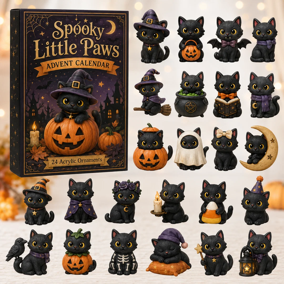 🎃HALLOWEEN KICKOFF 🌙 - Spooky Little Paws Advent Calendar 2026 - 24 Day Spirits Countdown, Acrylic Charms Blind Box - Gift For Cat Lover 🐈
