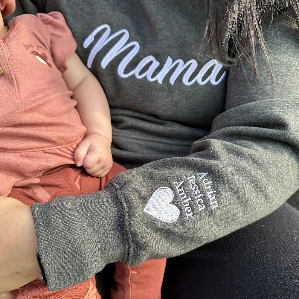 Custom Embroidered Mama Sweatshirt with Names (Buy 2pcs get 15% OFF & free shipping)