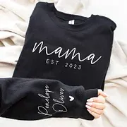 Minimalist Mama Sweatshirt with Date and Children Name