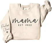 Minimalist Mama Sweatshirt with Date and Children Name