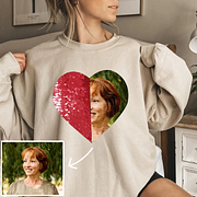 Custom Photo T-shirt DIY Heart Sequin Tee