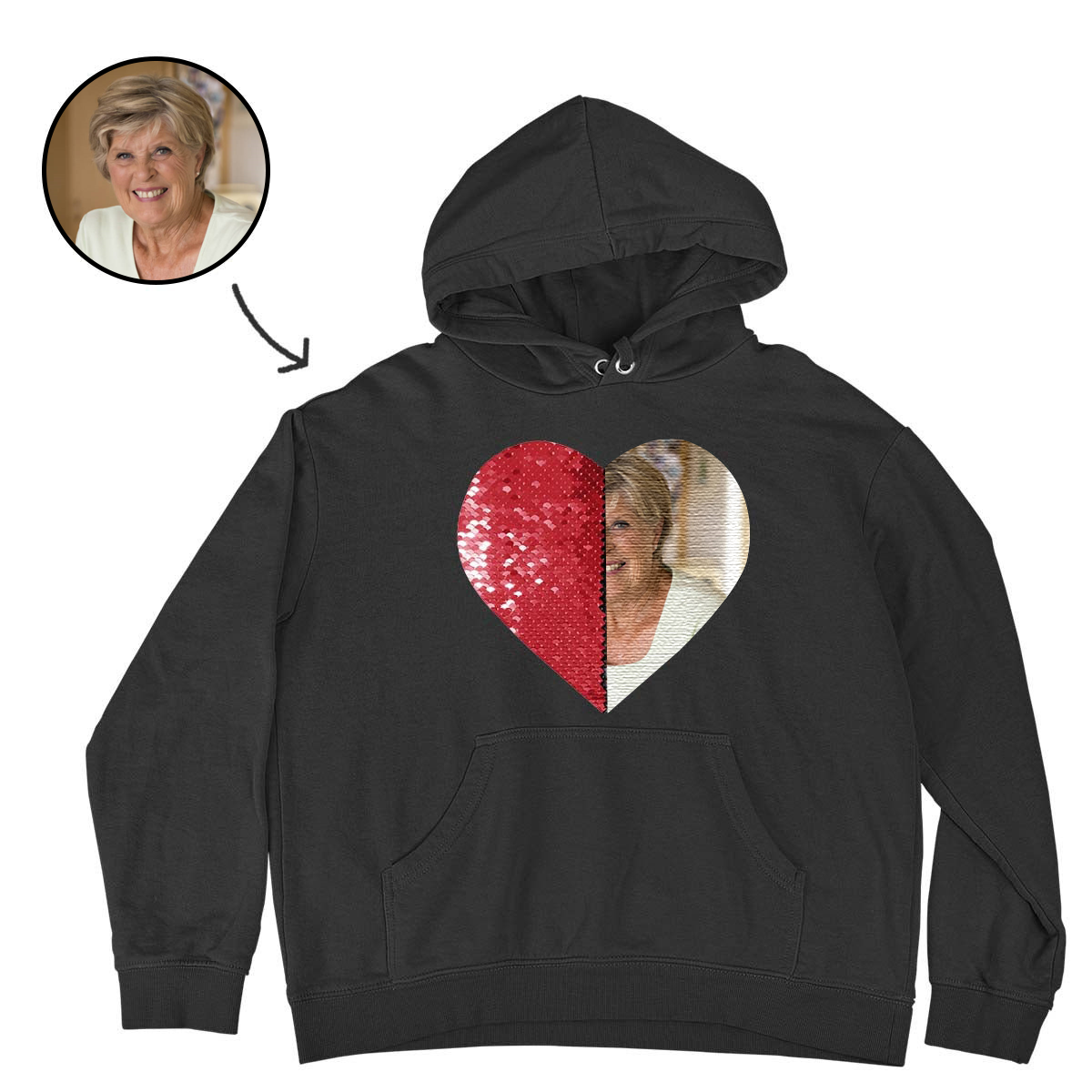 Custom Photo T-shirt DIY Heart Sequin Tee