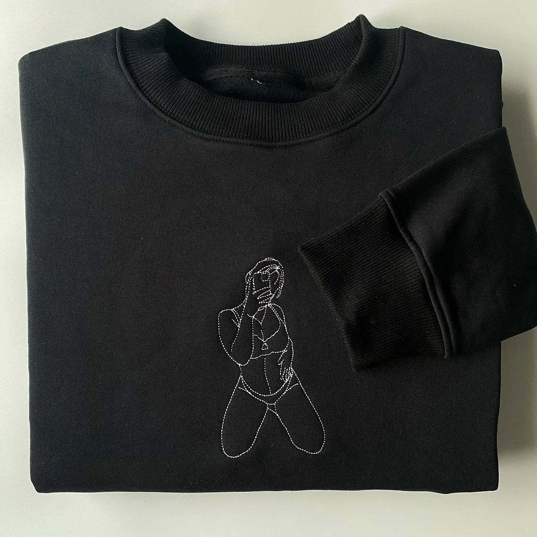 Custom Embroidered Sweatshirt – Personalized Sexy Portrait Gift for Him 💕🔥