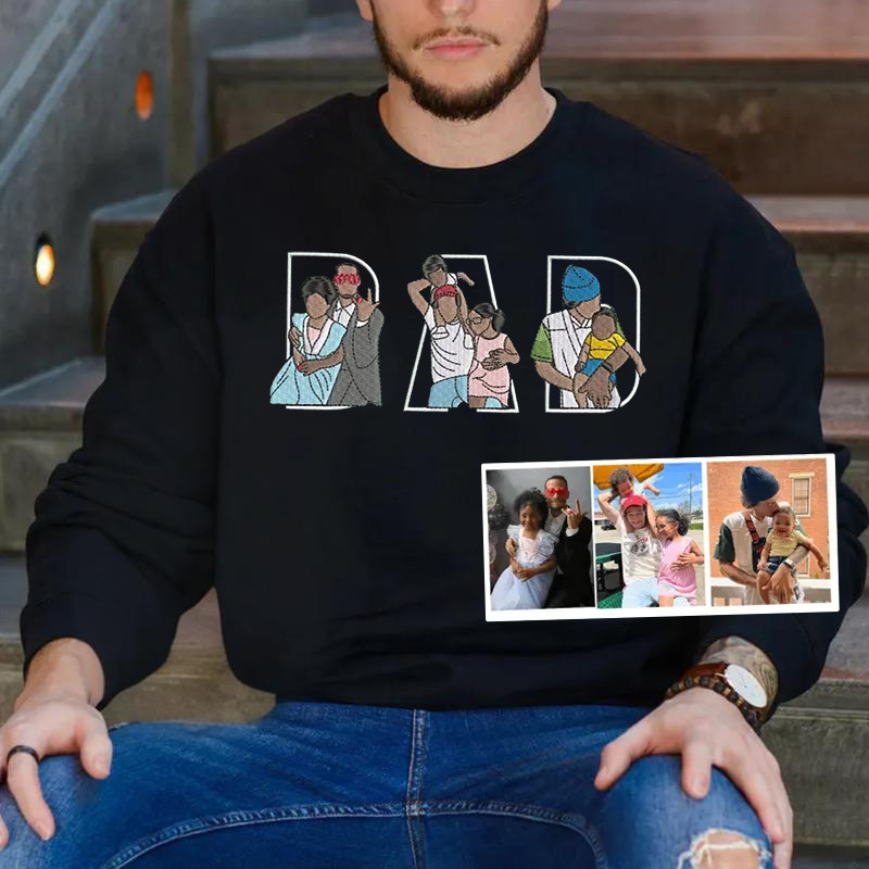 👨‍👩‍👧‍👦✨ Custom Family Embroidered Sweatshirt – A Unique and Heartwarming Gift for Dad or Mom
