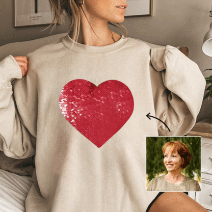 Custom Photo T-shirt DIY Heart Sequin Tee
