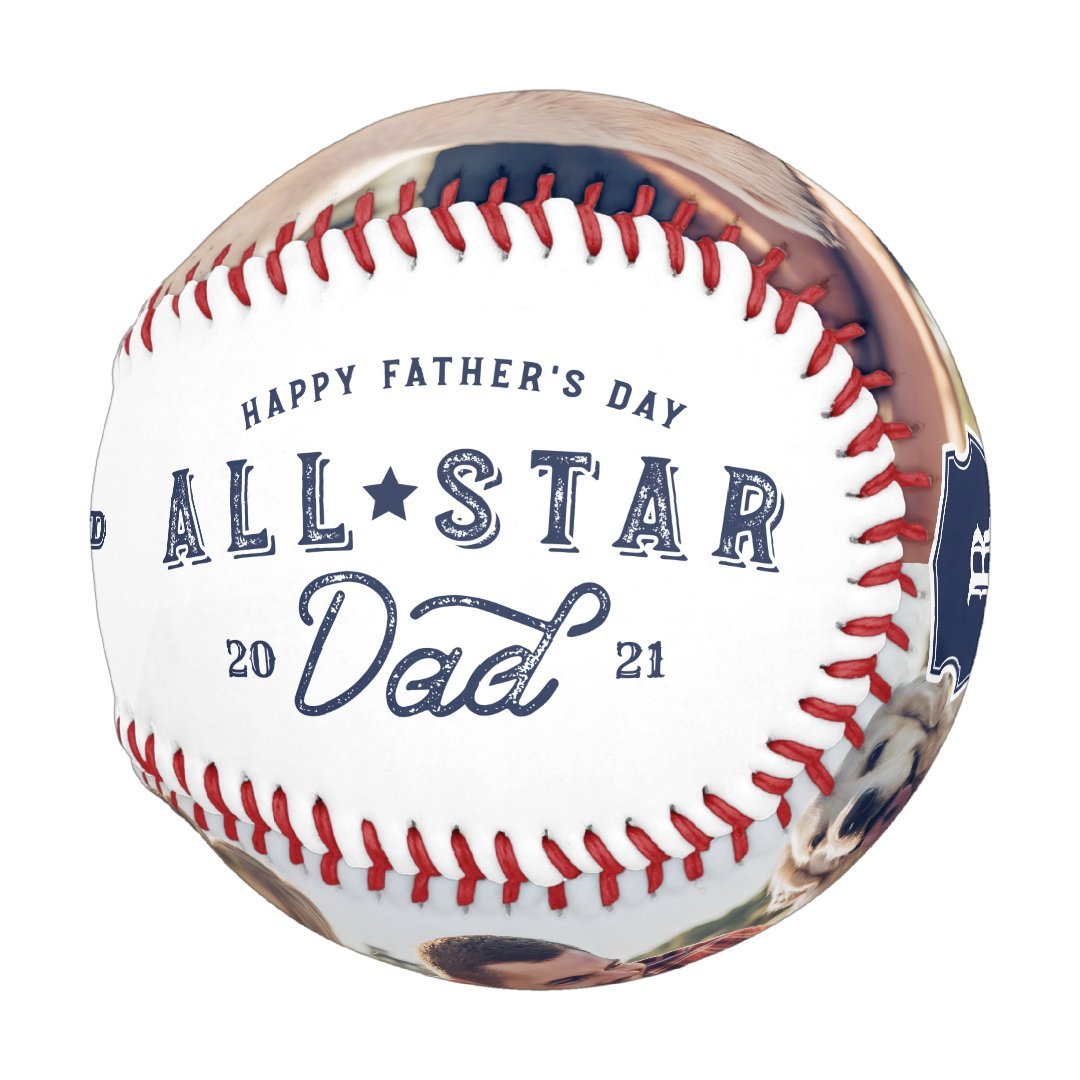All Star Dad | Happy Father's Day Photo & Monogram Baseball And Softball