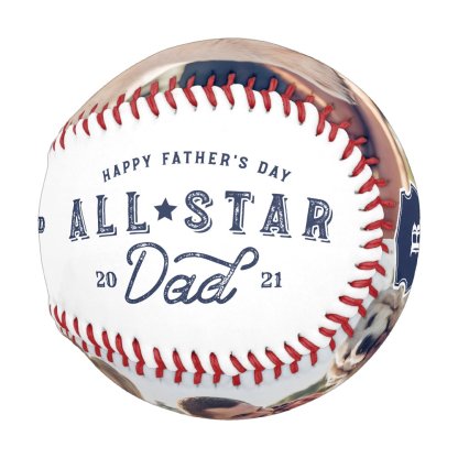 All Star Dad | Happy Father's Day Photo & Monogram Baseball And Softball