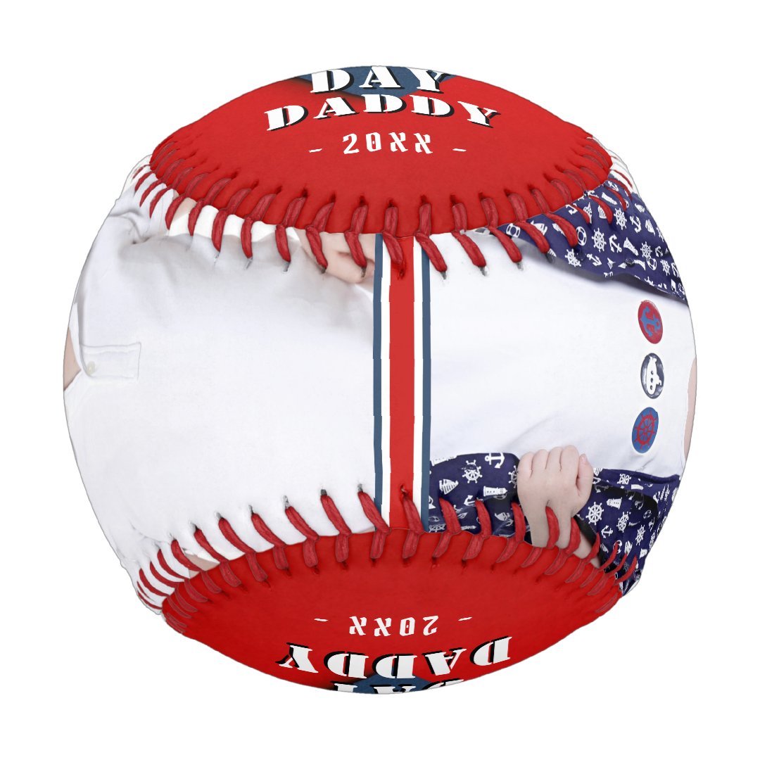 Happy Father`s Day Blue Red 2 Photo Collage Baseball And Softball
