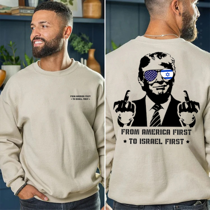 From America First to Israel First Men's Short Sleeve T-Shirt - Political Satire Graphic Tee, Trump Foreign Policy