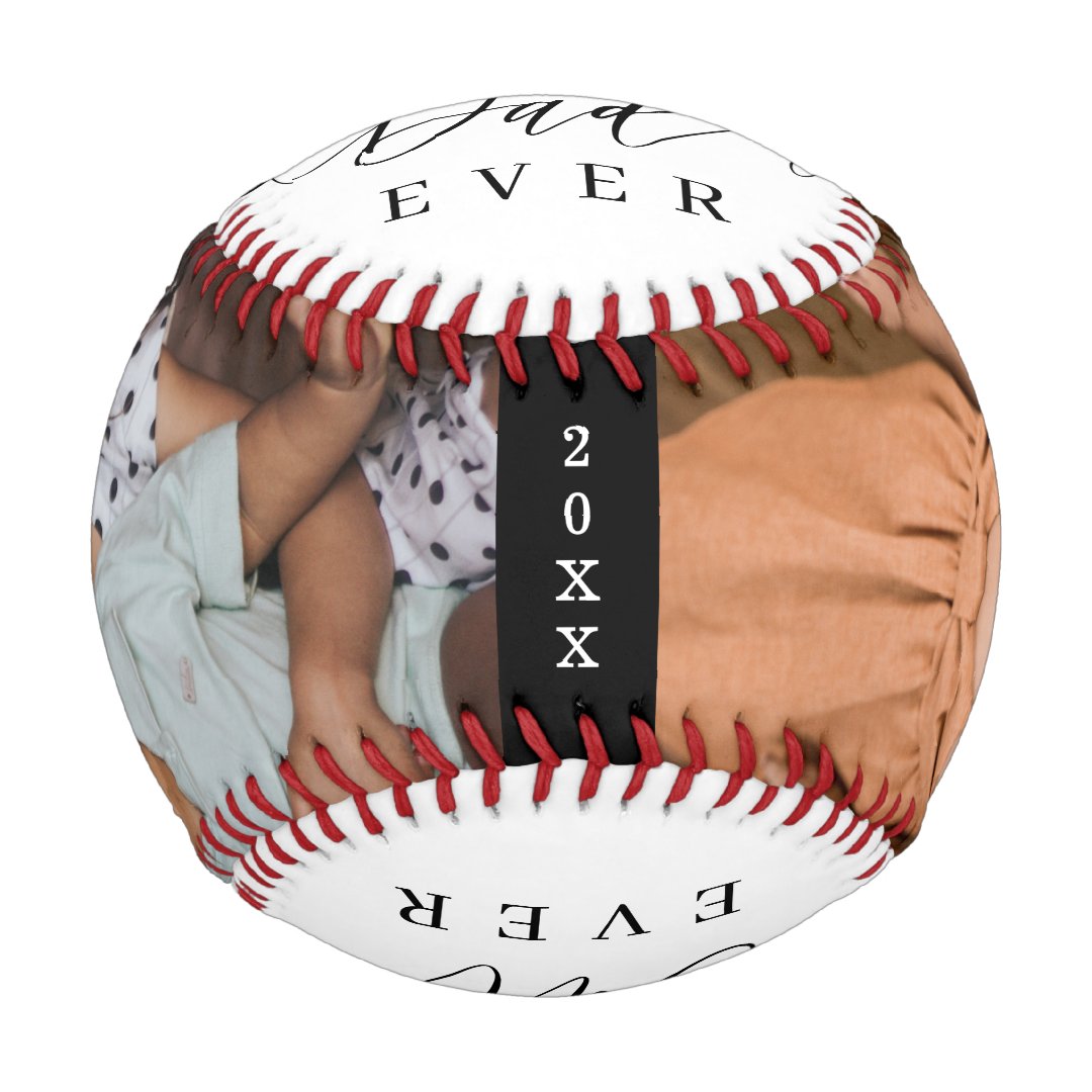Best Dad Ever Elegant Script 2 Photos Names & Year Baseball And Softball