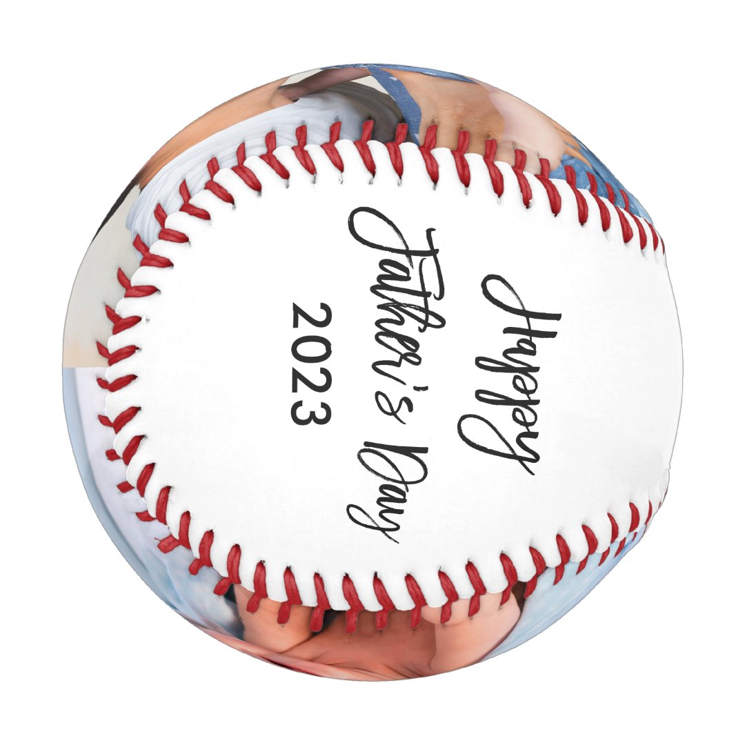 Happy Father's Day 2 Photo Brush Script Baseball And Softball