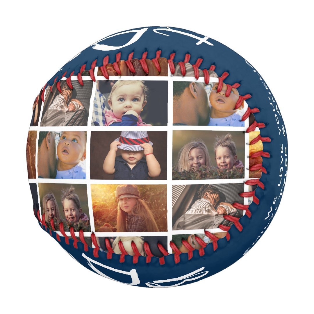 Best Dad Ever Blue 6 Photo Collage Baseball
