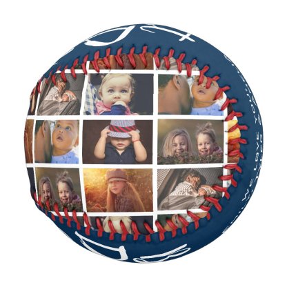Best Dad Ever Blue 6 Photo Collage Baseball