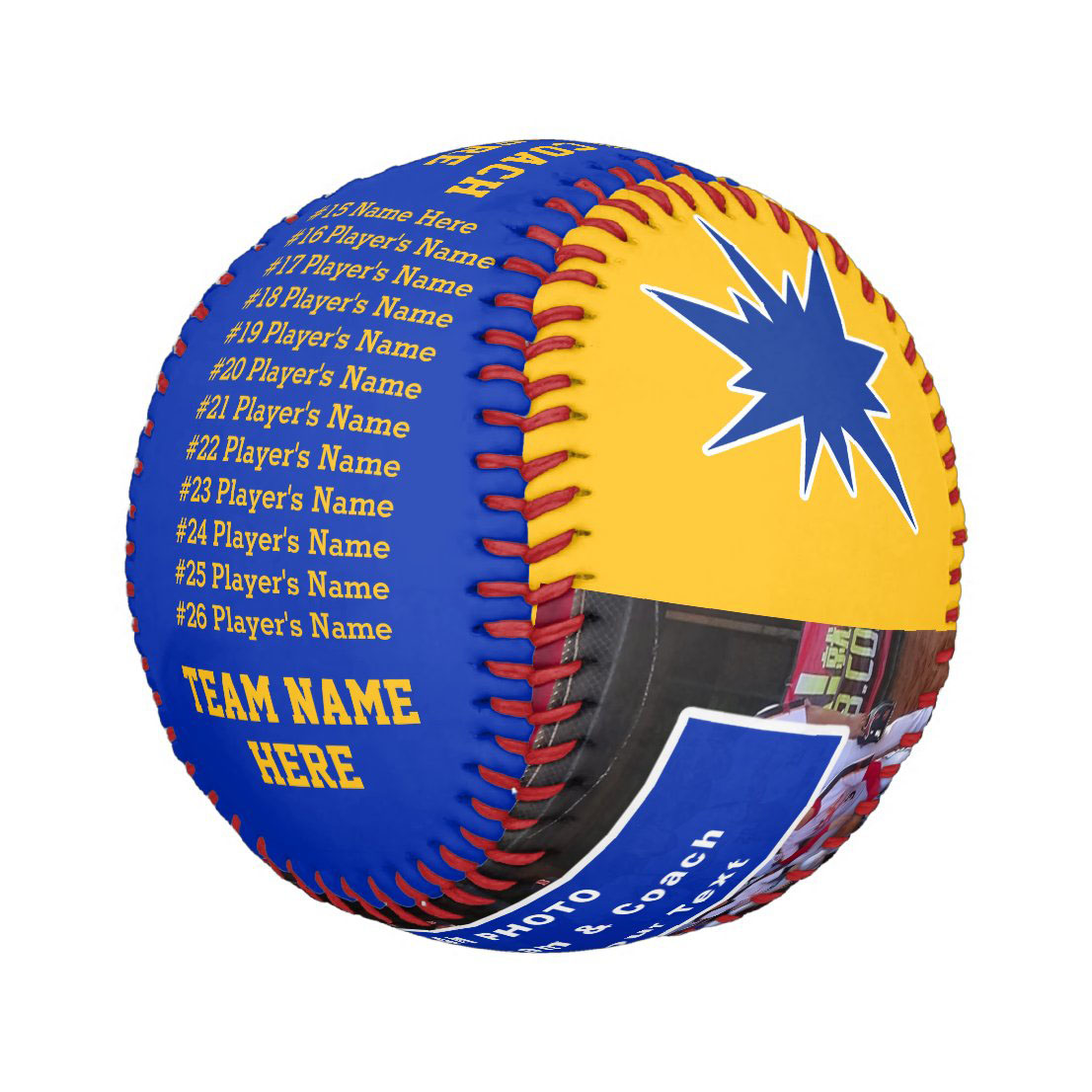 Team, The Best Partner!  Baseball Team Best Partner, Custom Photo Text Blue Gold Baseball And Softball