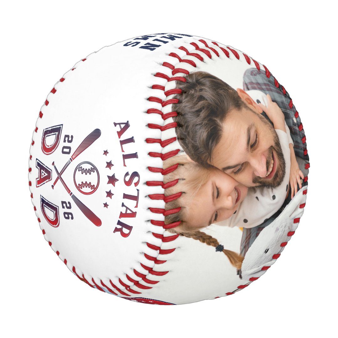All Star Dad Photo Monogram Baseball