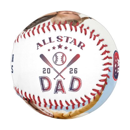 All Star Dad Photo Monogram Baseball
