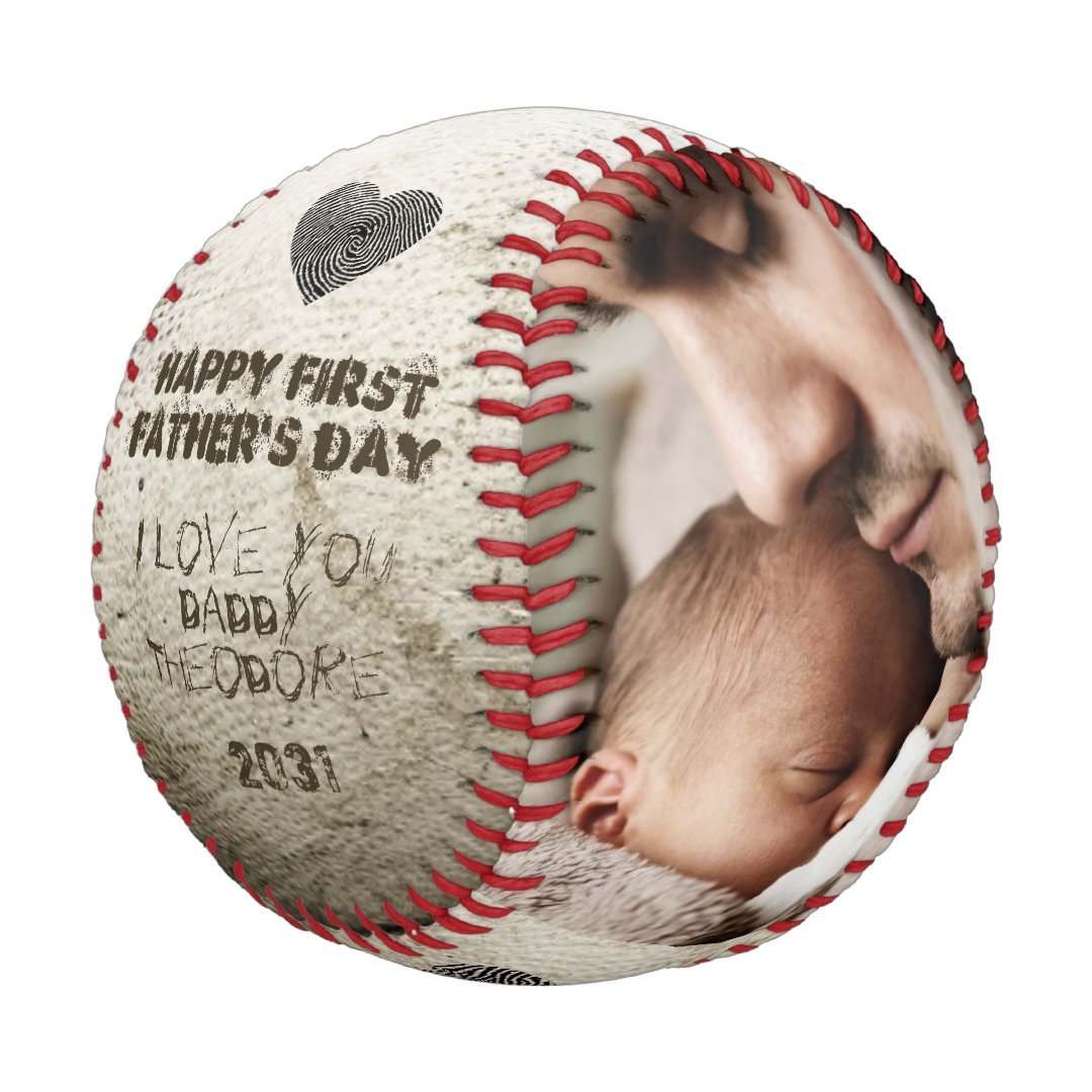 Happy 1st Fathers Day Daddy Photo Collage Keepsake Baseball And Softball
