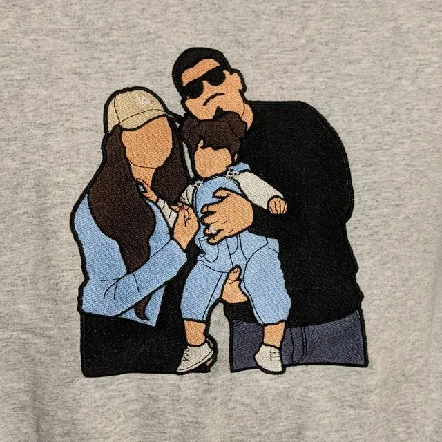 Embroidered Custom Sweatshirt Portrait Couple Family Gift