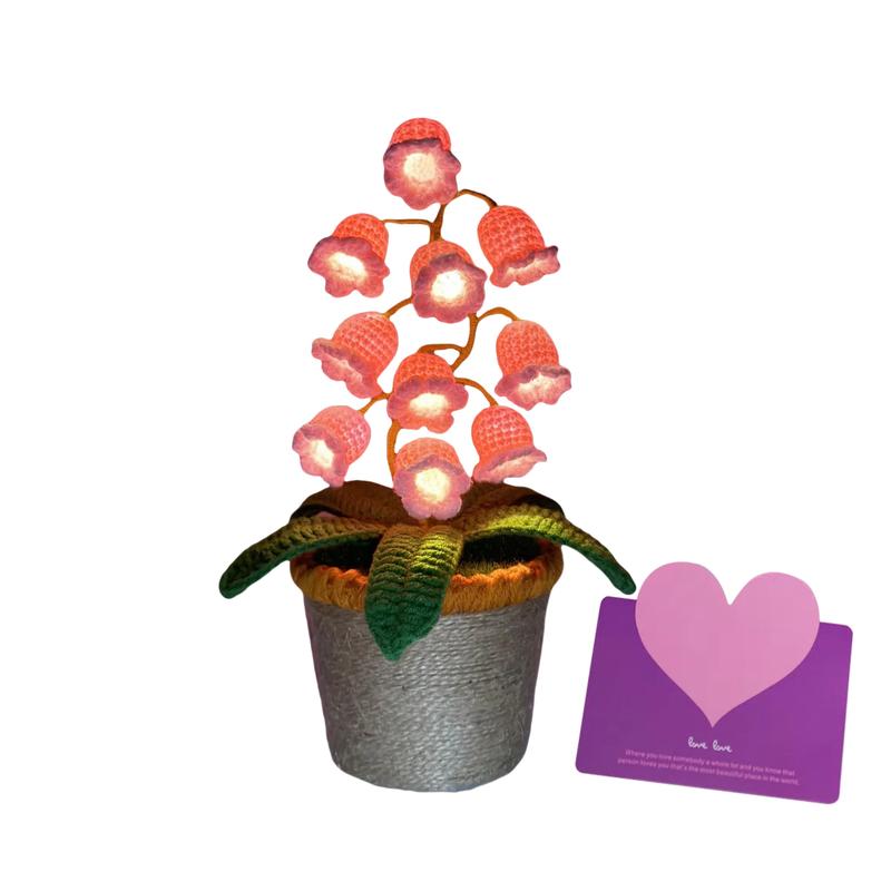 Handmade Crocheted Lily of the Valley LED Lantern - Valentine's Day, Mother's Day Gift (Comes with Exquisite Gifts), Cute Ornament, Warm-light home, Bedside desk decor, valentine's day decor, ramadan decoration 2026