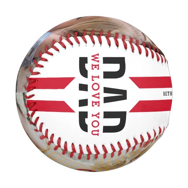 We Love You Dad Two Photo Custom Baseball