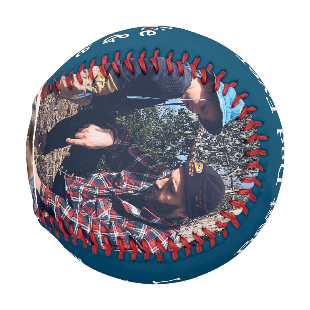 Modern Blue 3 Photo Best Dad Ever Baseball