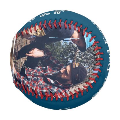 Modern Blue 3 Photo Best Dad Ever Baseball