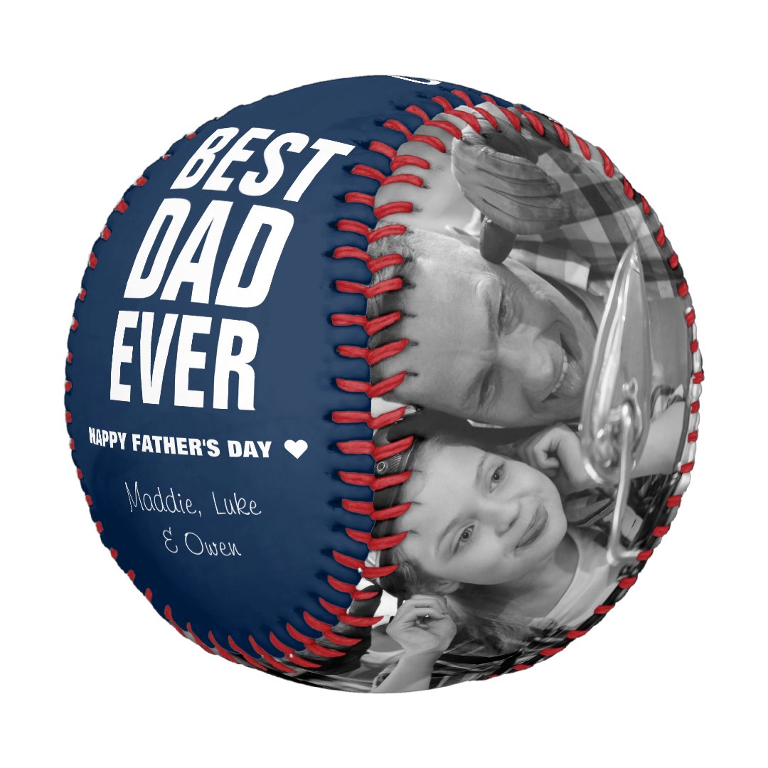 Father's Day Best Dad Ever Photos Personalized Baseball