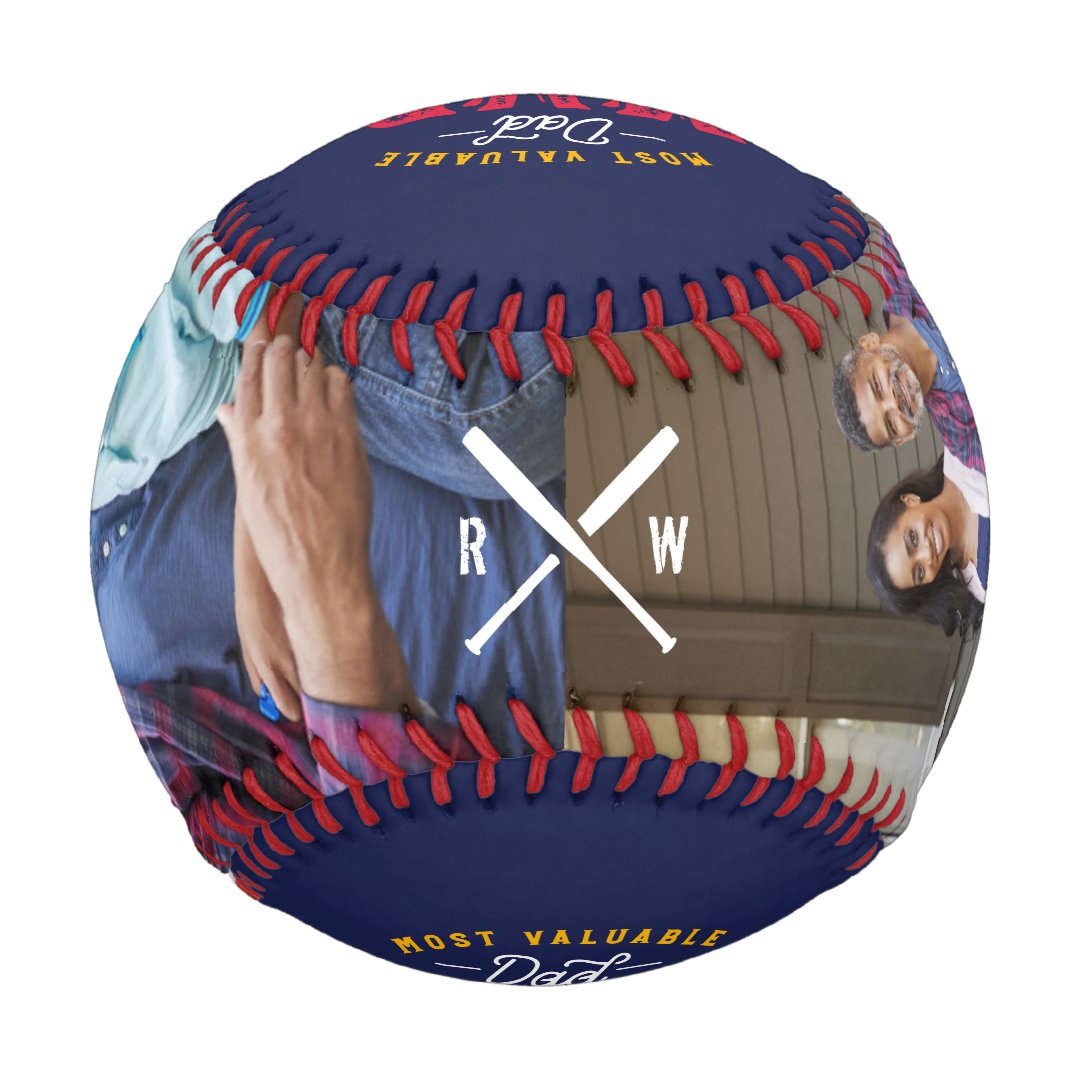 Most Valuable Dad | MVP Custom Two Photo Monogram Baseball