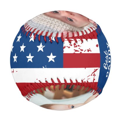 Patriotic DADDY Happy Father's Day Custom 2 Photo Baseball