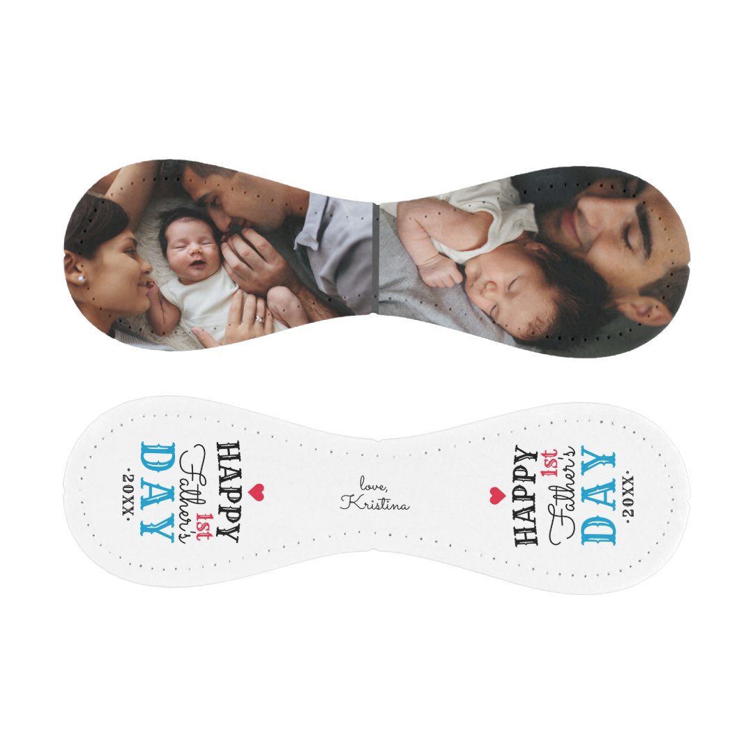 Modern 1st Fathers Day Typography Baby Photo White Baseball And Softball