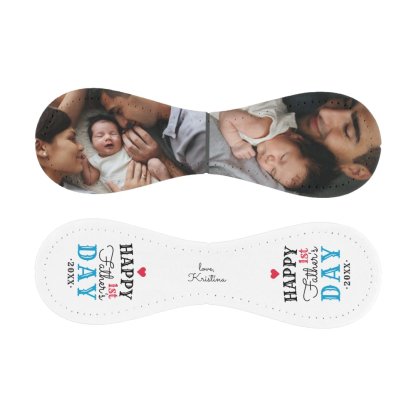 Modern 1st Fathers Day Typography Baby Photo White Baseball And Softball