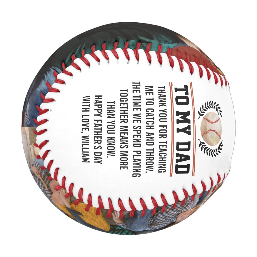 To My Dad Custom Message Photo Happy Father's Day Baseball And Softball
