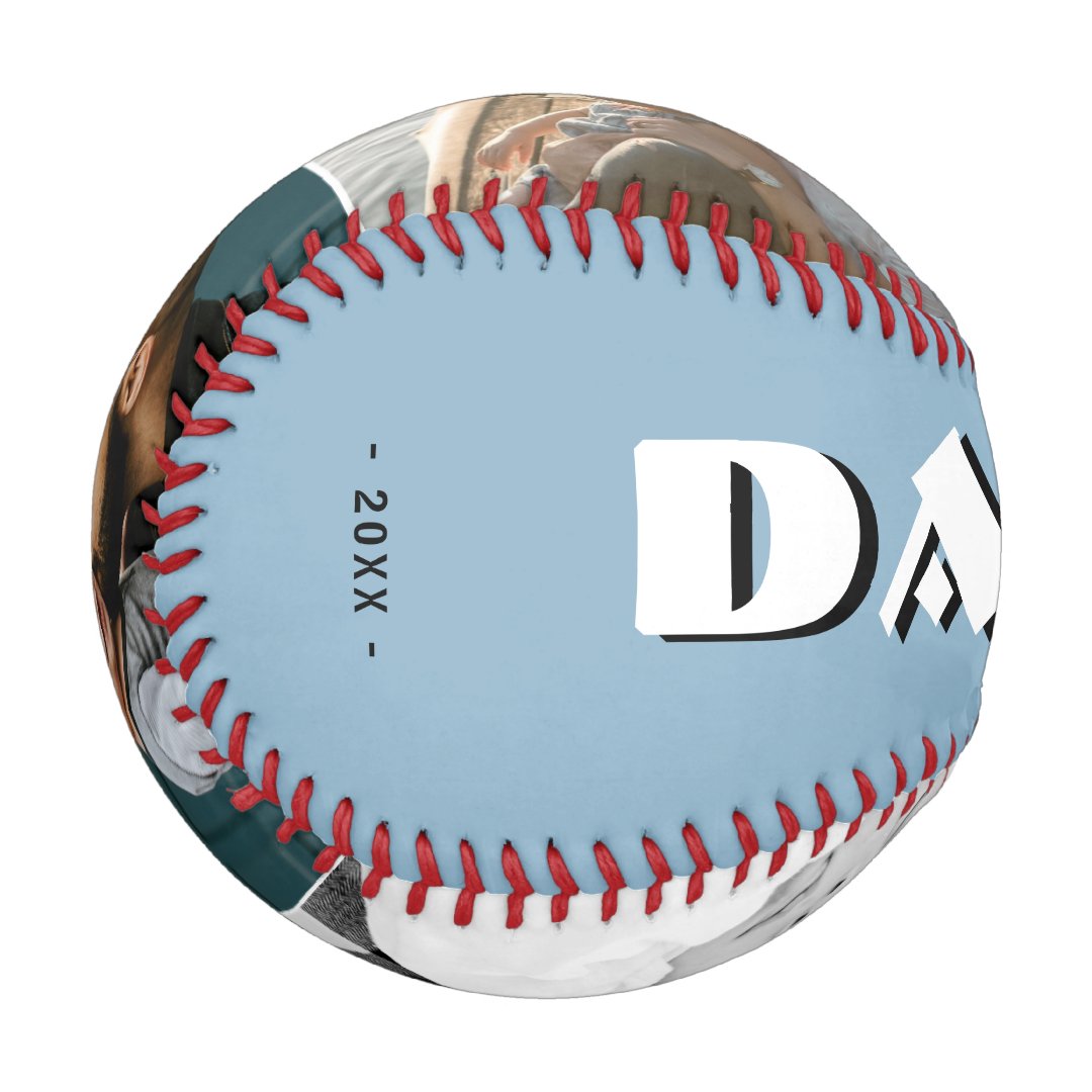 Daddy Dusty Blue Father`s Day 3 Photo Collage Baseball