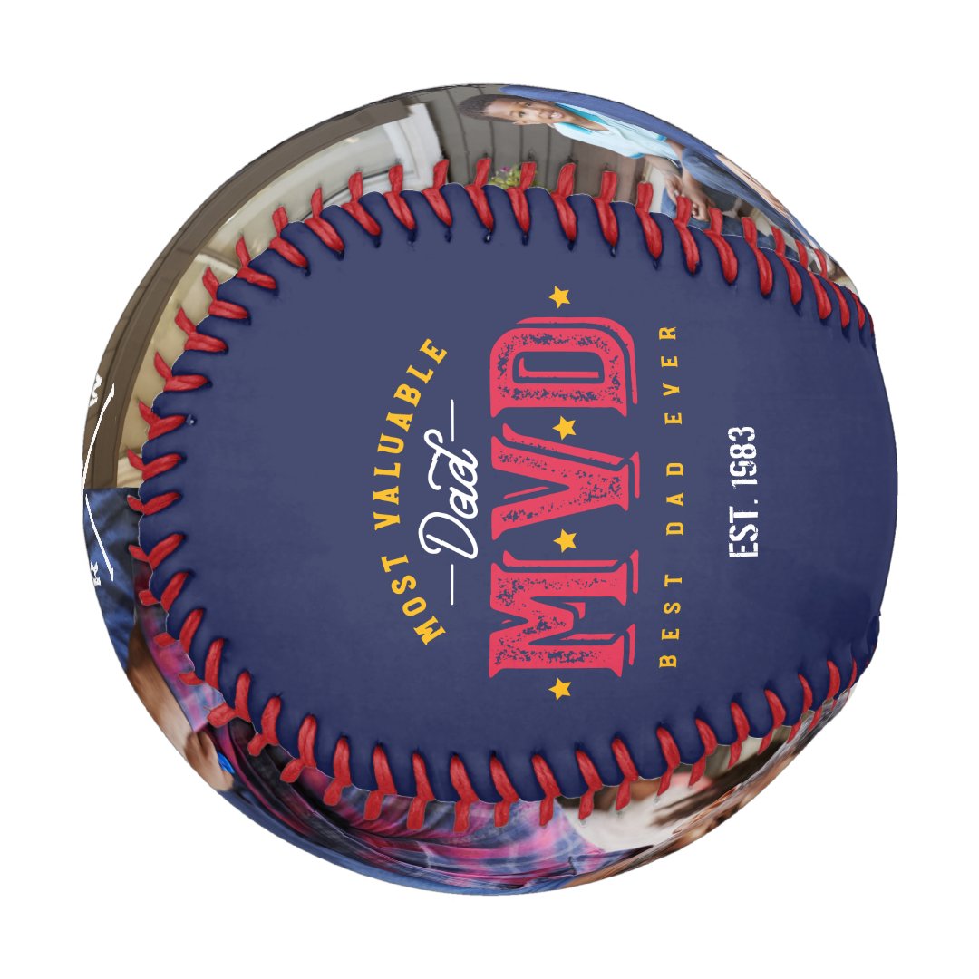Most Valuable Dad | MVP Custom Two Photo Monogram Baseball