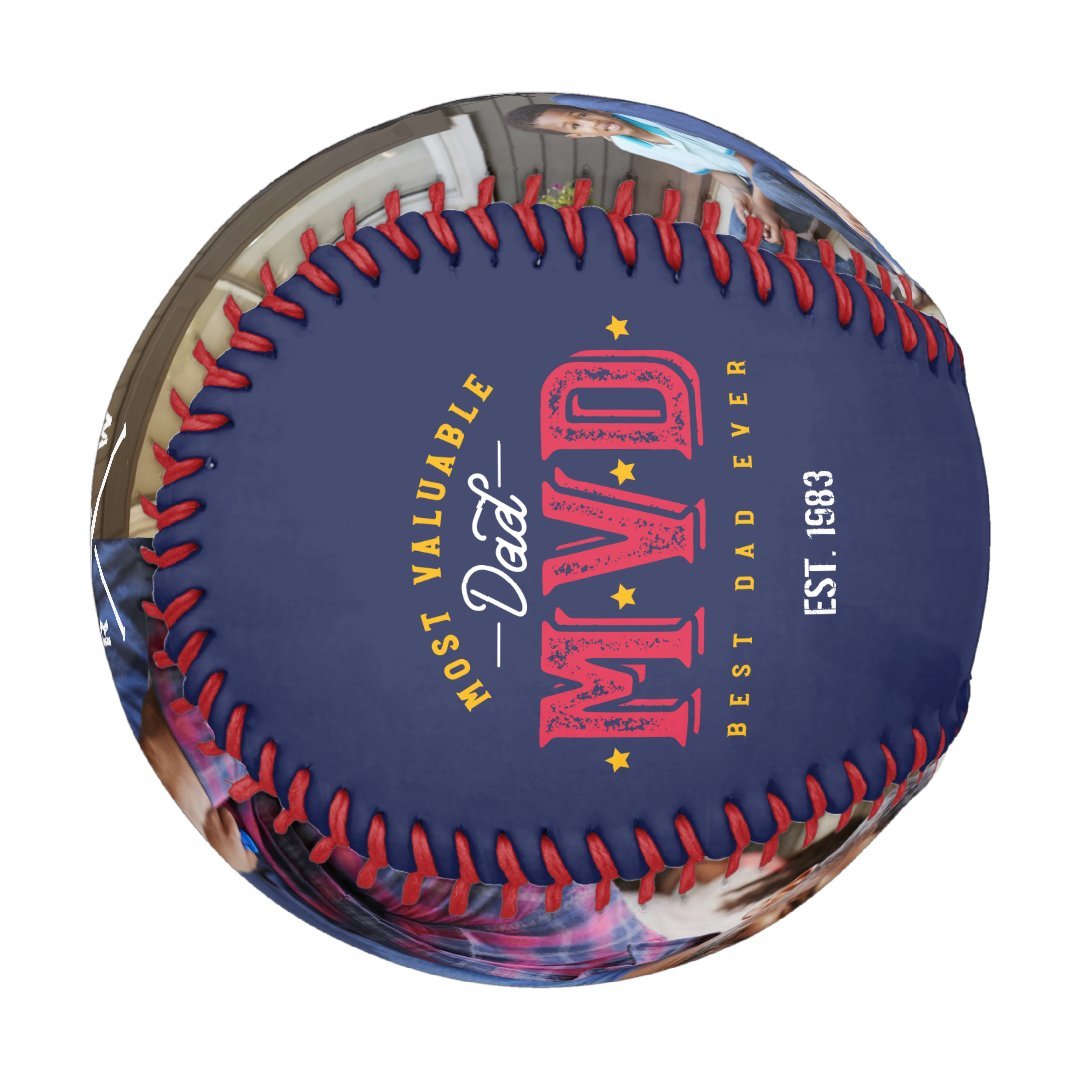 Most Valuable Dad | MVP Custom Two Photo Monogram Baseball